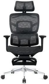 RESIGILAT- GENESIS-V5 Scaun ergonomic, Full Mesh, Sezut Translatie, Spatar reglabil in inaltime, Cotiere 3D, Umeras, Suport picioare, Negru