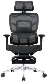 RESIGILAT- GENESIS-V5 Scaun ergonomic, Full Mesh, Sezut Translatie, Spatar reglabil in inaltime, Cotiere 3D, Umeras, Suport picioare, Negru