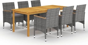 vidaXL Set mobilier de grădină, 7 piese, gri