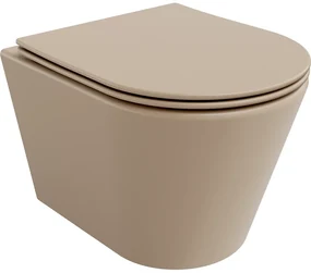 Mexen Rico vas de toaletă Rimless cu capac slim cu închidere lentă, duroplast, cappuccino mat - 30724064