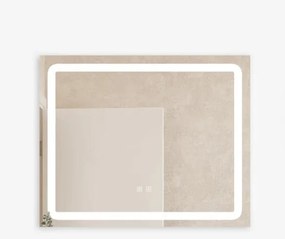 Oglindă Baie LED și Dezaburire Elit's Premium cu Senzor Touch, Lumina Rece, Caldă și Neutră, 80x65cm