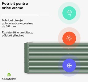 High Grow Straight, ghiveci înalt, 180 x 60 x 90 cm, din tablă ondulată, ușor de asamblat, rezistent la rugină și îngheț