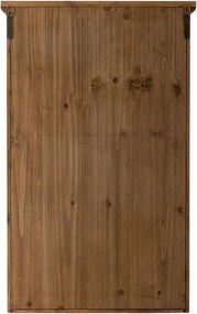 Vitrină mică de perete vintage shabby chic din lemn, verde, cu 2 uși vitrate, 6 rafturi și 9 compartimente, 80 x 50 x 13,5 cm, „Hazem”