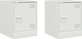 vidaXL Noptiere, 2 buc., alb, 34,5x39x44 cm, oțel