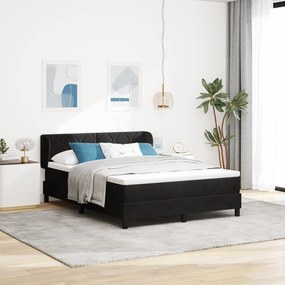 Pat cu arcuri vidaXL cu saltea Negru 140x200 cm Catifea