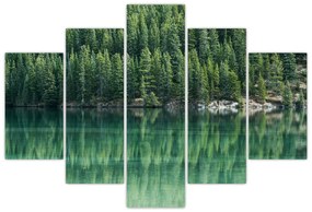 Tablou - Coniferi lângă lac (150x105 cm)
