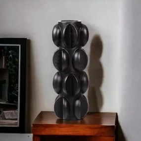 Vază din rășină, 37 x 15 cm, negru mat