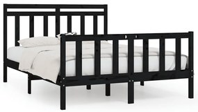 3107032 vidaXL Cadru de pat, negru, 140x200 cm, lemn masiv de pin