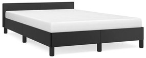 379541 vidaXL Cadru de pat cu tăblie, negru, 120x190 cm, piele ecologică