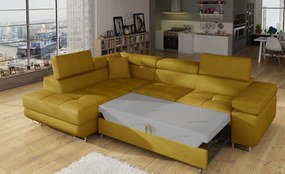 Coltar extensibil stanga 4 locuri, ELTAP, Anton, 272x203x85 cm, lemn/poliester, mustar