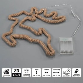 Decorațiuni de Crăciun, ren, 28x29 cm, 20 LED-uri, alb cald,