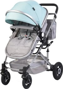 Carucior nou nascuti 2 in 1 NOVOKIDS™ Ciarra Silver PRO , Cu geanta bebe, Cadru Aluminiu , Amortizoare, Roti din cauciuc plin AVE, Landou, Modul