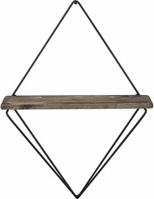 Polita PAEONIA TURCICA, nuc/negru, lemn molid/metal, 27x15x30 cm