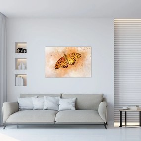 Tablou - Fluture portocaliu, aquarelă (90x60 cm)