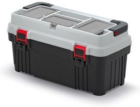 Cutie pentru scule cu maner metalic 58,6 x 29,6 x 30,5 cm, organizatoare, gri
