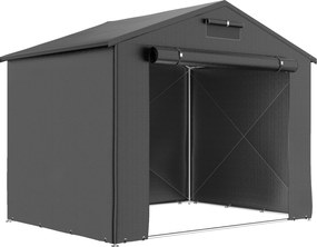 Outsunny Cort-garaj 2,5 x 1,8 m, rezistent la apă, cort-garaj cu ușă cu fermoar rulabil, ferestre de ventilație, gri închis | Aosom Romania
