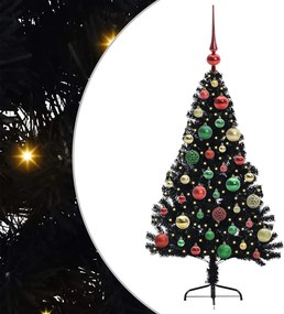 vidaXL Pom de Crăciun artificial pre-iluminat Negru 120 cm PVC