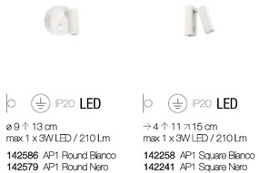 Aplica moderna, directionabila, LED PAGE AP SQUARE BIANCO 142258