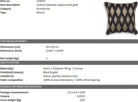 Perna decorativa LUX Splender 50x50cm, negru/ auriu