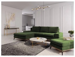 Colțar extensibil cu șezlong pe partea stângă, Windsor &amp; Co Sofas Planet, verde smarald