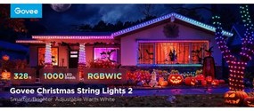 Instalație LED RGBICW de Crăciun de exterior Govee 2700-6500K 20m Wi-Fi Matter IP66