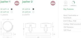 Plafoniera cu spot directionabil Jupiter 1, negru