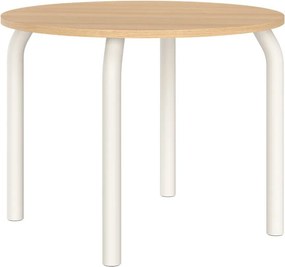 Masă de dining rotundă cu blat cu aspect de lemn de stejar ø 100 cm Meko – noo.ma