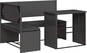 vidaXL Canapea de grădină cu masă/perne, formă de L, poliratan negru