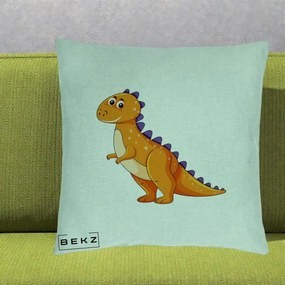Perna Decorativa T-Rex Portocaliu, 40x40 cm, Verde Menta, Husa Detasabila, Perna Inclusa, BEKZ®