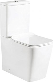 Set vas WC compact pe pardoseala Rune Isa Rimless alb cu rezervor si capac softclose