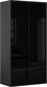 Dulap FLEX, negru lucios/gri grafit, PAL, cu 2 usi, 120x66x240 cm