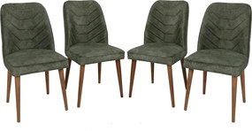 Set 4 scaune DALLAS 558 V4, verde/nuc, stofa catifelata/metal, 50x49x9