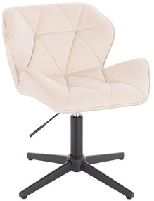HR111CROSS Scaun Crem Catifea cu Bază Neagră