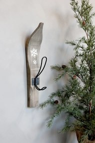 Cuier decorativ de perete din lemn, cu motive cu fulgi de zăpadă, H35 cm, „Vintage Hook”