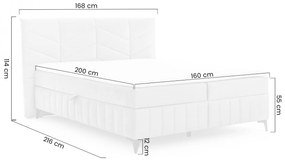 Pat boxspring Penia 160x200 cu spațiu de depozitare - catifea cenușie hidrofobă Element 24