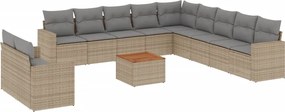 vidaXL Set canapele de grădină, 12 piese, cu perne, bej, poliratan