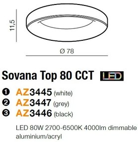 Lustra LED dimabila cu telecomanda SOVANA TOP 80 gri ZZ AZ3447