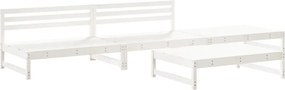 vidaXL Set mobilier relaxare de grădină, 4 piese, alb, lemn masiv pin