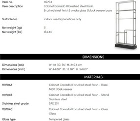 Raft design LUX, Otel Periat, Sticla Fumurie, Corrado II