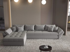 Colțar extensibil dumonde cu ladă de depozitare si sezut confortabil din spuma high-density, Loana XL Royal Gri 335x185 cm