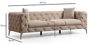 Canapea bej cu tapițerie din catifea 237 cm Como – Artie