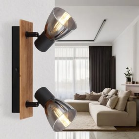 Spot de perete CLAUDE 2xE14/40W/230V negru/lemn Globo 54307-2W