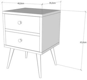 Noptiera PWF-0320 Gri-Walnut 40x35x55 cm