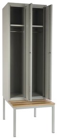 Dulap metalic cu bancă, 60 x 85 x 185 cm, închidere cilindră, gri - RAL 7035