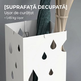 HOMCOM Suport pentru Umbrele din Metal cu 4 Cârlige, Suport pentru Umbrele cu Design Modern, 15,5x15,5x41 cm, Alb | Aosom Romania