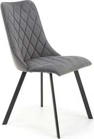 Scaun K450, gri/negru, stofa catifelata/metal, 44x58x85 cm