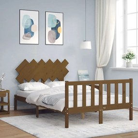 3193464 vidaXL Cadru de pat cu tăblie, maro miere, 120x200 cm, lemn masiv