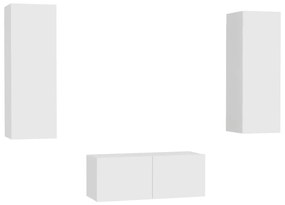 3078658 vidaXL Set dulapuri TV, 3 piese, alb, lemn prelucrat