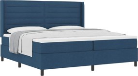 vidaXL Pat cu arcuri cu saltea albastru 200 x 200 cm țesătură