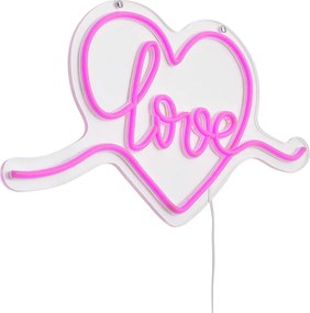 Lumină de perete neon roz incl. LED - Love